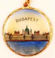 Budapest feliratú kulcstartó, a Parlament látképével, d: 3 cm
