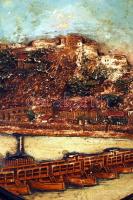 Johann & Ferdinand Maresch városképes (Ehrenbreitstein) falitányér, formába nyomott, kézzel fest...