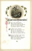 Ich hatt einen Kameraden / WWI K.u.K. dying soldier, battle, poem litho (fl)