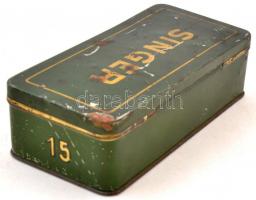 Singer feliratú régi fém doboz, 16×8×4,5 cm