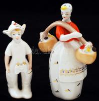 2 db orosz porcelán figura: ételhordó nő és úttörő kisgyerek, jelzett, apró kopásnyomokkal, m: 14, ill. 11 cm