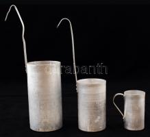 3 db alumínium mérőedény: 2 dl, 5 dl és 1 l, jelzettek