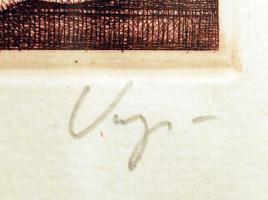 Varga Bencsik József (1944-): Virágcsendélet. Rézkarc 12/100, papír,38x12,5cm