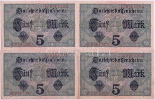 Német Birodalom / Császárság 1917. 5M (4x) közte három sorszámkövető T:I-,III
Germany / Empire 1917....