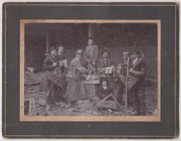 1905 Kirchheim / Würzburg kőművesek mulatsága keményhétú fotó / Kirchheim masons, party 22x18 cm