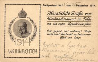 1914 WWI Franz Joseph's military christmas greeting card (EK)