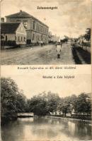 Zalaszentgrót, Kossuth Lajos utca, elemi iskola, Zala folyó; Nagy Sándor papírkereskedő kiadása