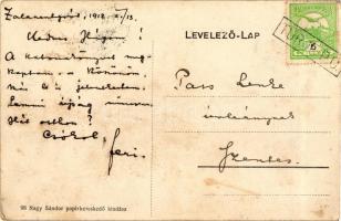 Zalaszentgrót, Kossuth Lajos utca, elemi iskola, Zala folyó; Nagy Sándor papírkereskedő kiadása