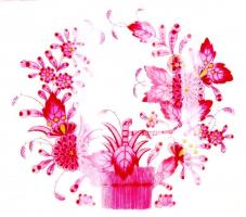 Herendi indiai kosár mintás kézzel festett porcelán áttört fedeles doboz, hibátlan, jelzett, 14x11x8...