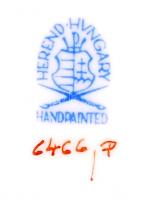 Herendi indiai kosár mintás kézzel festett porcelán áttört fedeles doboz, hibátlan, jelzett, 14x11x8...