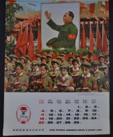 1968 Nagyméretű kínai propaganda falinaptár Mao-val / Large Chinese propaganda calendar with Mao 35x...