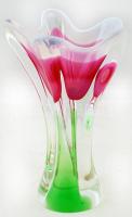 Formába öntött, üveg váza, anyagában színezett, m:25cm 