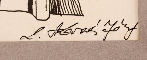 L. Kovács József: Pihenő. Szitanyomat, papír, jelzett, paszpartuban, 30x21 cm