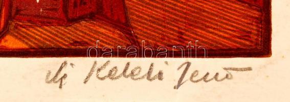 Keleti Jenő, ifj.(1943-): Naplemente. Linó, papír, jelzett, 29x22 cm