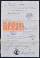 1936 Vízum 36 személyes holland csoport részére 8 x 3P kezelési költség bélyeggel / Visa for 36 persons with 8 x 3P handling fee stamps