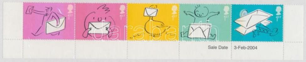 Greeting Stamps: Envelope corner stripe of 5, Üdvözlő bélyegek: boríték ívsarki ötöscsík
