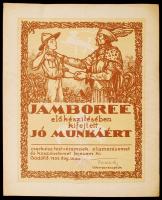 1933 Gödöllő, Jamboree előkészítésében kifejtett jó munkáért adományozott személyre szóló oklevél Teleki Pál aláírásával, Táborparancsnoki bélyegzővel
