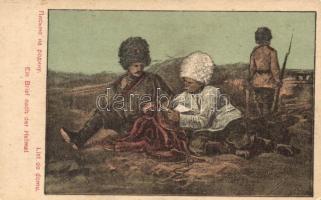 WWI Ukrainian soldiers, letter writing for the family (small tear)