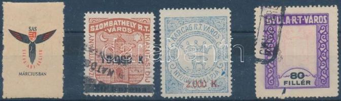 3 db illetékbélyeg (Szombathely, Karcag, Gyula)