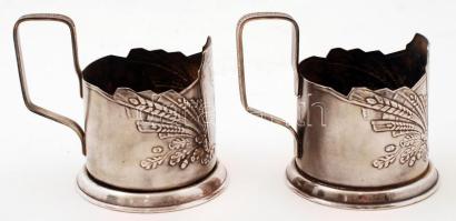 2 db szovjet teás csésze üvegbetét nélkül, jelzett, d: 6,5 cm