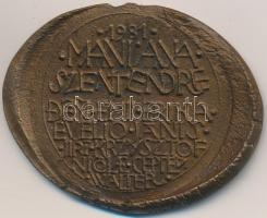 Ligeti Erika (1934-) 1981. "MANIANA Szentendre" Br emlékérem (41x51mm) T:2