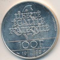 Franciaország 1988. 100Fr Ag "Testvériség" T:2 
France 1988. 100 Francs Ag "Fraternit...