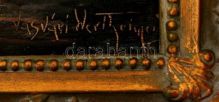 Vasvári Wertheimer jelzéssel: Vitorlás. Olaj, karton, jelzett, antik keretben, 48×38 cm