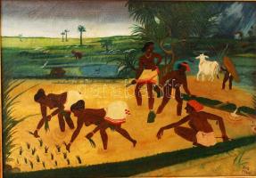 Ertl Gusztáv (?-?): Trópusi élet. Olaj, vászon, keretben, 50×70 cm