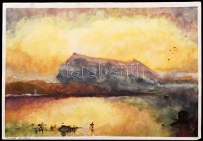 Németh Krisztina (1994-): Kék Rigi (Turner másolat). Akvarell, papír, jelzett, 24×36 cm