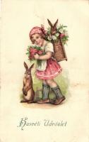 Easter, girl with rabbits litho (EK)