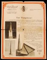 cca 1920 Légyfogó reklám nyomtatvány levelezőlap, szakadással / Fly catcher advertising printed matter