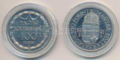 1990. 100Ft "200 éves a hivatásos magyar nyelvű színjátszás" + 1991. 100Ft "II.János Pál pápa látogatása" T:BU,PP