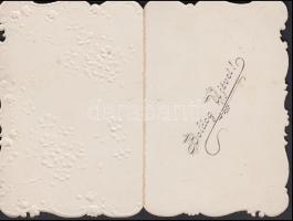 cca 1870 Csipke litho újévi üdvözlőkártya / Embroided litho greeting card