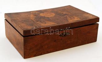 Virág motívumos, intarziás, fa doboz, 17x26x8cm