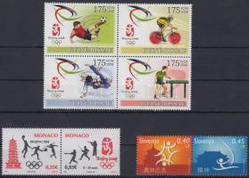 Summer Olympics Beijing 8 stamps with relations + block Nyári Olimpia, Peking 8 db bélyeg összefüggé...