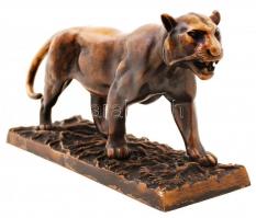 Antoine-Louis Barye (1796 - 1875): Sétáló tigris. Bronz, jelzett, egyedi bronz talapzattal, m:19 cm ...