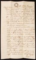 1853 15 kreuzer-es szerződés közösmegegyezéssel kölcsönösen átruházott ingatlan ügyeltről különböző családi, viaszpecséttel