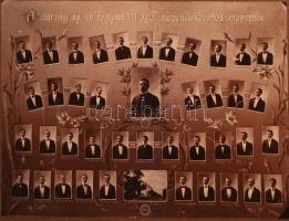 1909 A szarvasi evangélikus gimnázium 8. osztályos növendékeinek tablója, 41 nevesített portréval, a...