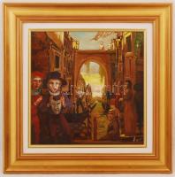 Herpai Zoltán (1951-2011): Velencei fiú. Olaj, farost, jelzett, keretben 40×40 cm