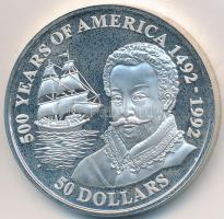 Cook-szigetek 1990. 50$ Ag "500 éves Amerika 1492-1992 - Sir Francis Drake" T:2 (PP) felületi karc Cook Islands 1990. 50 Dollars Ag "500 Years of America 1492-1992 - Sir Francis Drake" C:XF (PP) surface scratch Krause KM#45