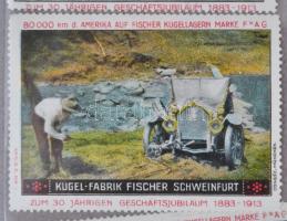 1909-1911 11 klf német, autókat ábrázoló Golyóscsapágy + 9 db autós reklám bélyeg / Old cars, 11 + 9...