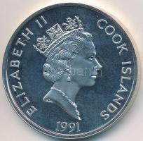 Cook-szigetek 1991. 50$ Ag "500 éves Amerika 1492-1992 - Mayflower" T:2 (PP) felületi karc...