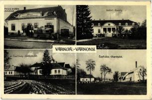 Várkony, Varkon; Szövetkezet, kastély, iskola, gőzmalom és szeszgyár / cooperative, castle, school, mill and distillery