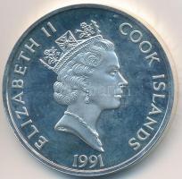 Cook-szigetek 1991. 50$ Ag "500 éves Amerika 1492-1992 - Abraham Lincoln" T:2 (PP) ujjleny...