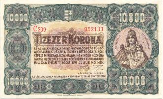 1923. 10.000K "Magyar Pénzjegynyomda Rt." T:II- ragasztásnyom