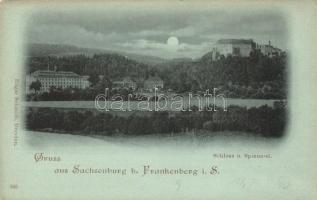 Frankenberg, Schloss Sachsenburg, Spinnerei / castle, spinning mill, night (small tear)