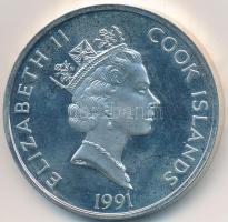 Cook-szigetek 1991. 50$ Ag "500 éves Amerika 1492-1992 - Cook kapitány" T:2 (PP) ujjlenyom...