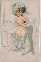 Erotic humour, folding card, litho (b)