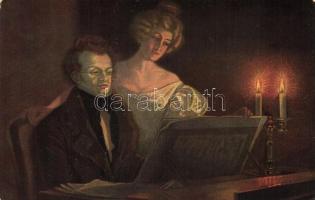 5 db RÉGI használatlan motívumlap; zenész / 5 old unused motive cards; musician