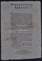 1849 Szabadságharc. Eriváni Gróf Paskievicz tábornagy, orosz tábornok hirdetménye. Gyűrődésekkel, foltokkal / 1849 Announcement of the Russian general, prince of Varsaw 22x32 cm